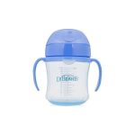 Dr. Brown's Κύπελλο Εκπαίδευσης 180ml Με Μαλακό Στόμιο, Καπάκι Και Λάβες, 6 Mηνων και Άνω, Μπλε