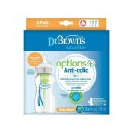 Dr. Brown's Natural Flow Options, Πλαστικά Μπιμπερό με Φαρδύ Λαιμό & Θηλή Σιλικόνης 3x270ml