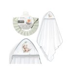 Interbaby Bear Μπουρνούζι Κάπα & Καπέλο Μπάνιου White-Green