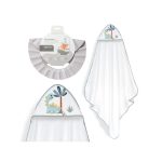 Interbaby Dino Μπουρνούζι Κάπα & Καπέλο Μπάνιου White-Grey